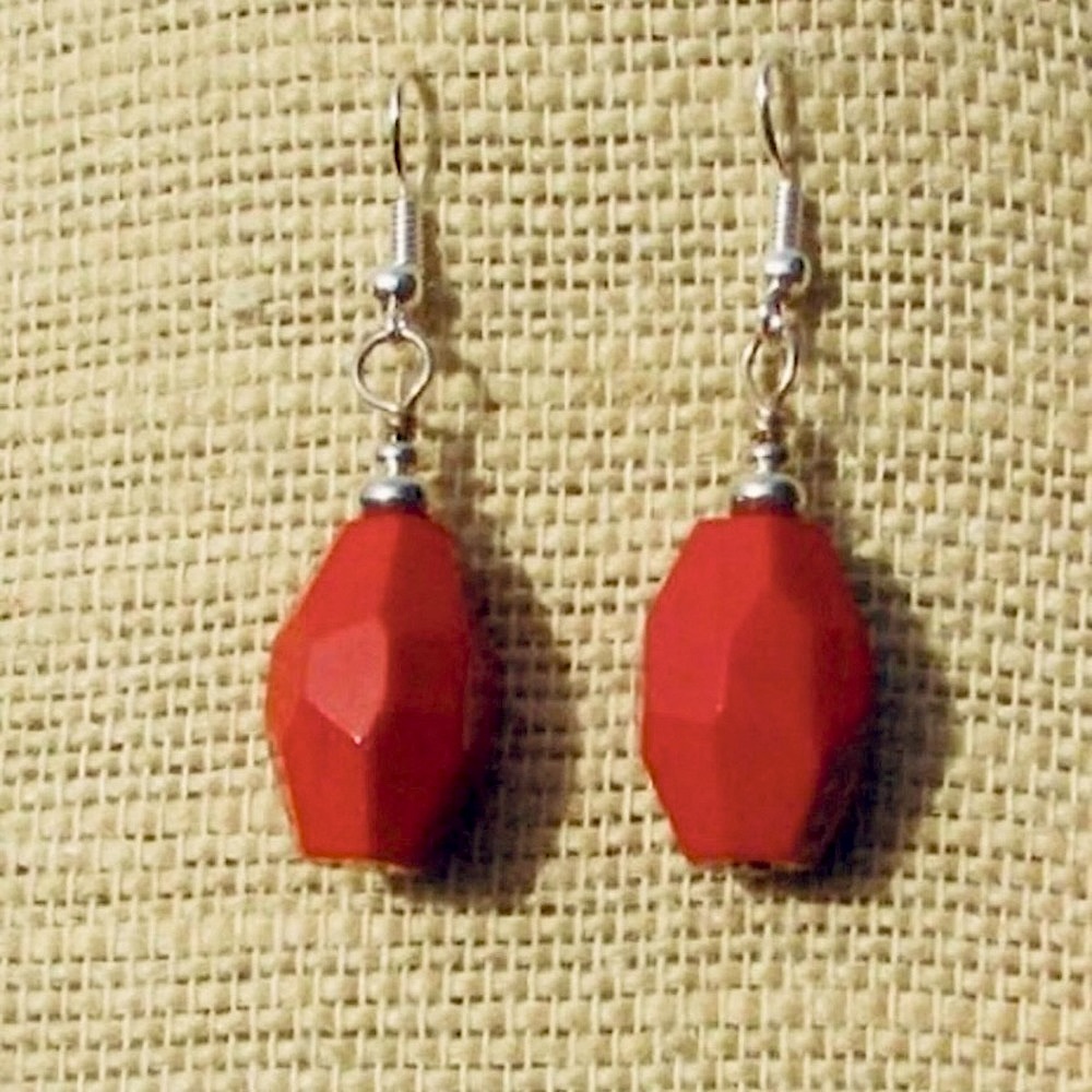 NEW ❤️Handcrafted Red Jasper Faceted Earrings